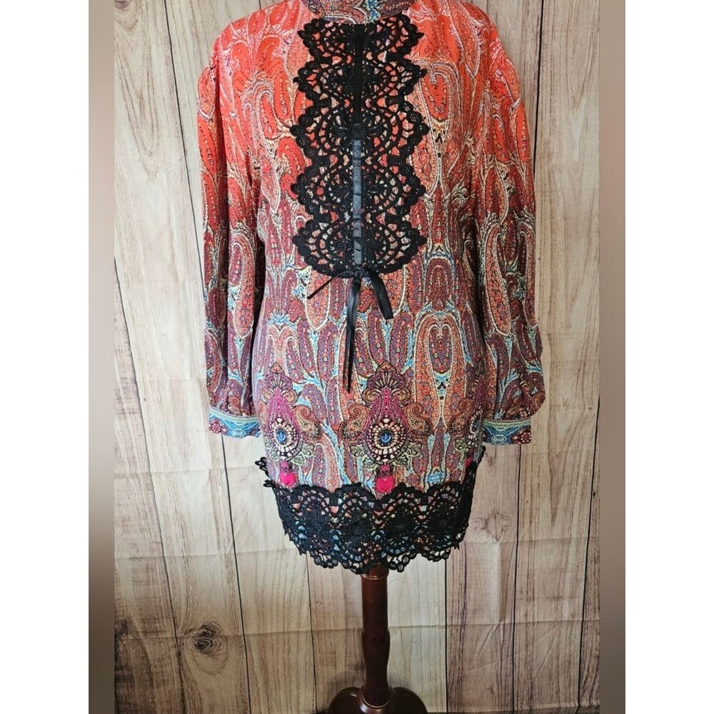 The Pyramid Collection Retro Style Mixed Print Shift Dress Plus Size 3X